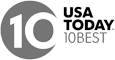 This image features a logo that includes "USA TODAY 10BEST" text alongside a stylistic number 10 within a circular design.